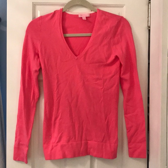 Pink Nylon Vneck Sweater - Picture 1 of 4